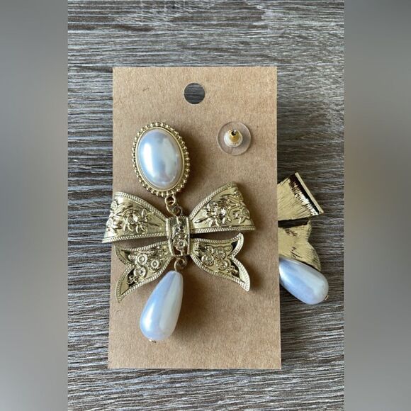 Bow drop earrings A201 - Picture 4 of 6